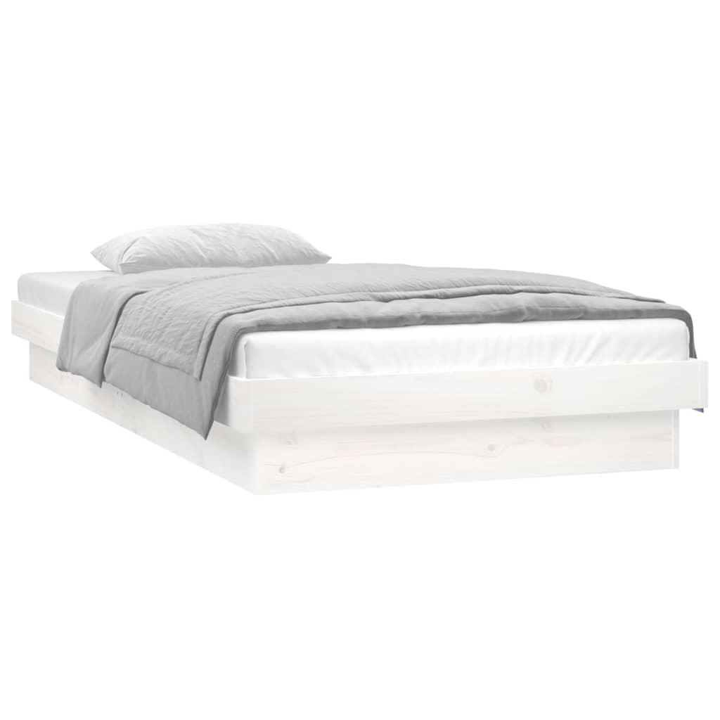 Cadre de lit à LED sans matelas blanc bois massif - XIOS