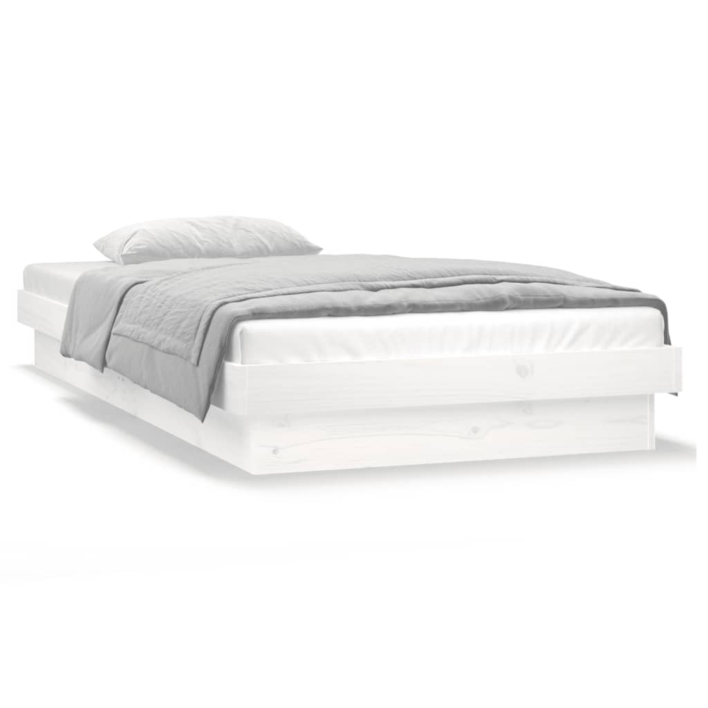 Cadre de lit à LED sans matelas blanc bois massif - XIOS