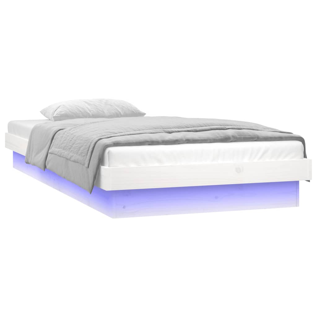 Cadre de lit à LED sans matelas blanc bois massif - XIOS