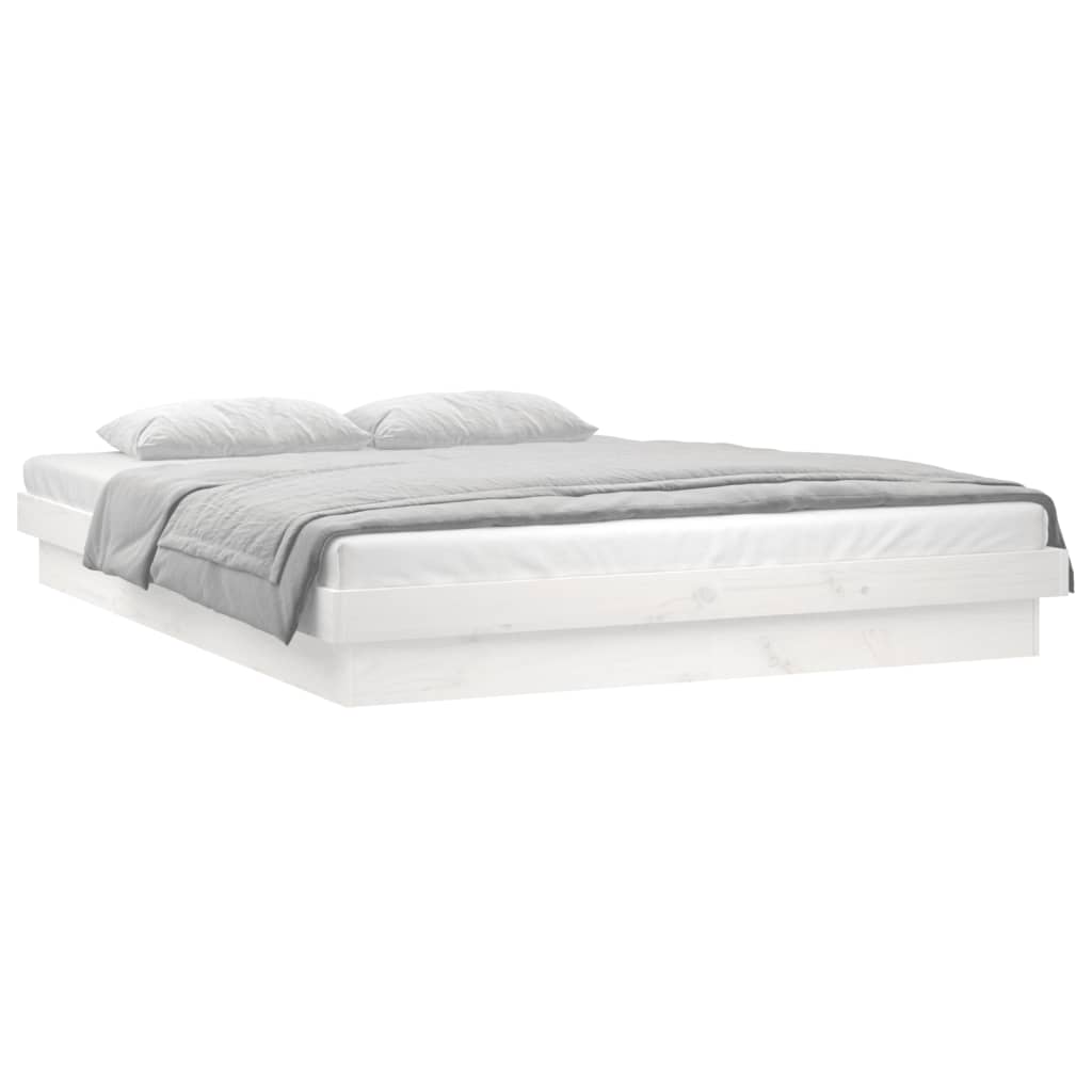 Cadre de lit à LED sans matelas blanc bois massif - XIOS