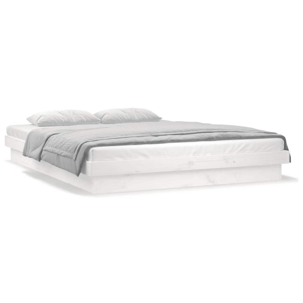 Cadre de lit à LED sans matelas blanc bois massif - XIOS