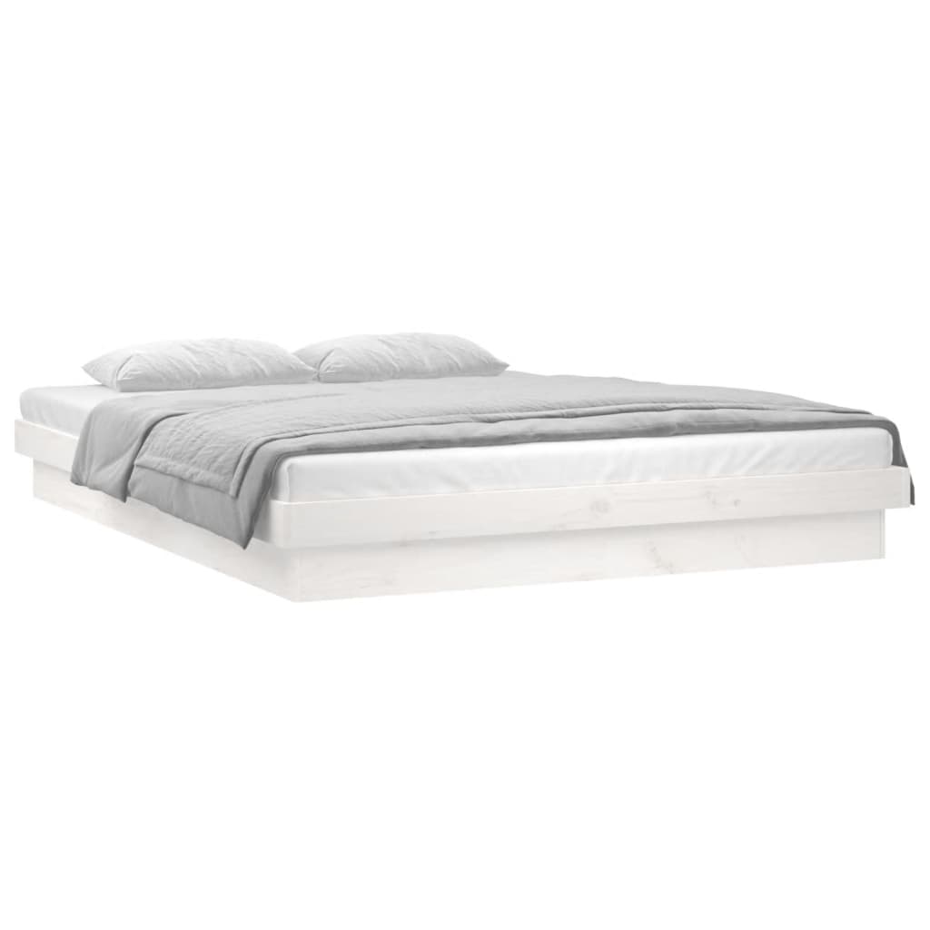 Cadre de lit à LED sans matelas blanc bois massif - XIOS