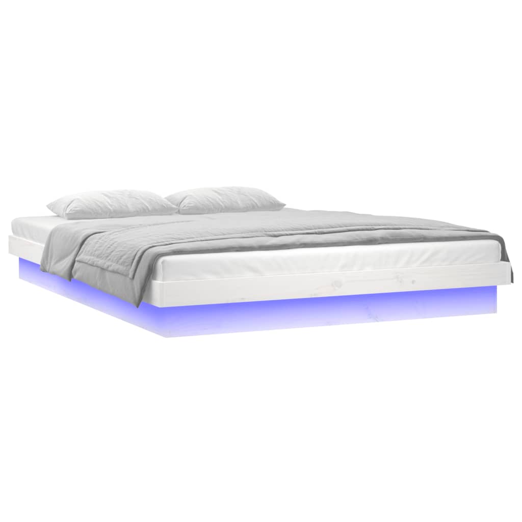 Cadre de lit à LED sans matelas blanc bois massif - XIOS