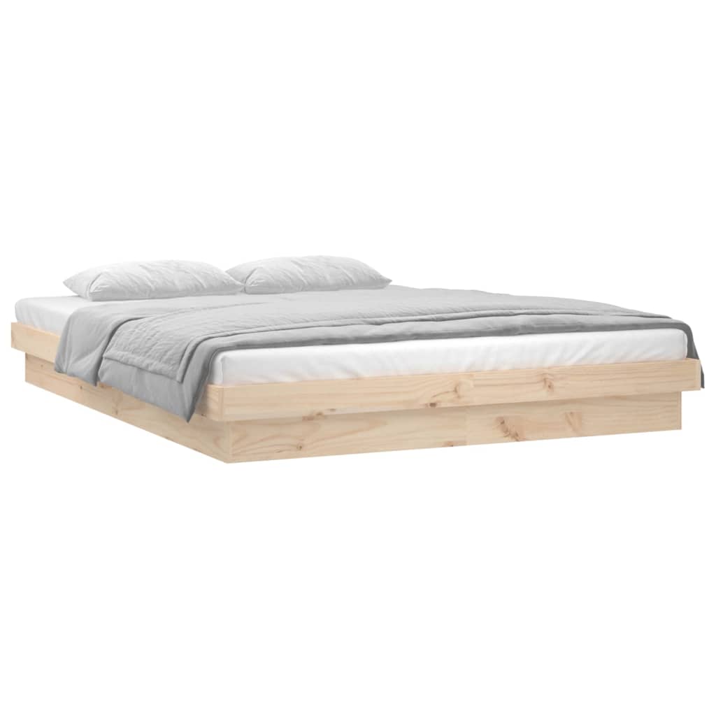 Cadre de lit à LED sans matelas 140x190 cm bois massif - XIOS