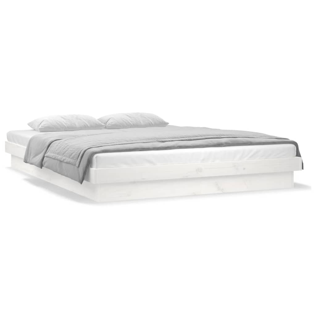 Cadre de lit à LED sans matelas blanc 140x190 cm bois massif - XIOS
