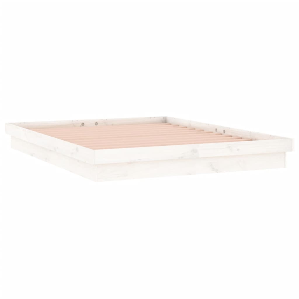 Cadre de lit à LED sans matelas blanc 140x190 cm bois massif - XIOS