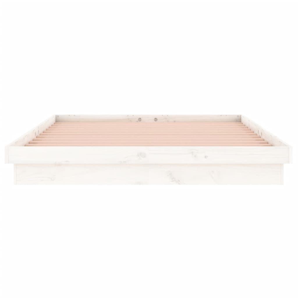 Cadre de lit à LED sans matelas blanc 140x190 cm bois massif - XIOS