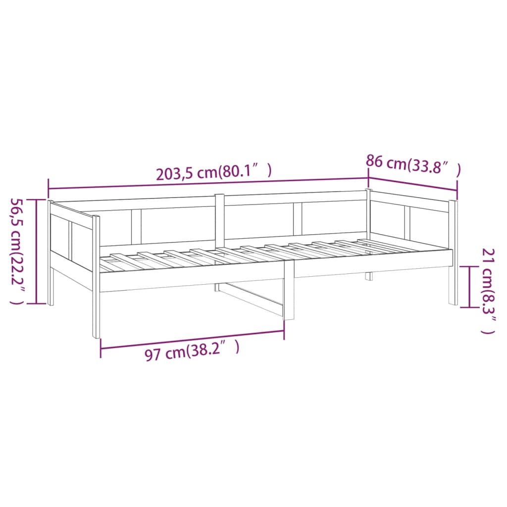 Lit de jour sans matelas bois de pin massif 80x200 cm - XIOS