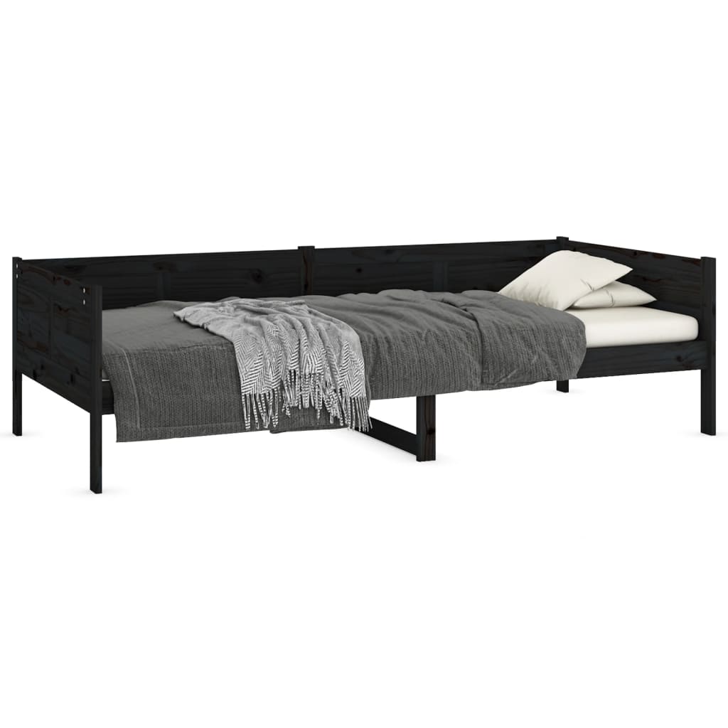 Lit de jour sans matelas noir bois de pin massif 90x190 cm - XIOS