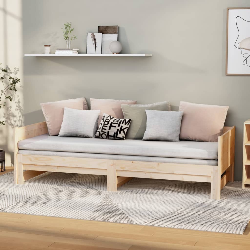 Lit coulissant sans matelas bois de pin massif 2x(90x190) cm - XIOS