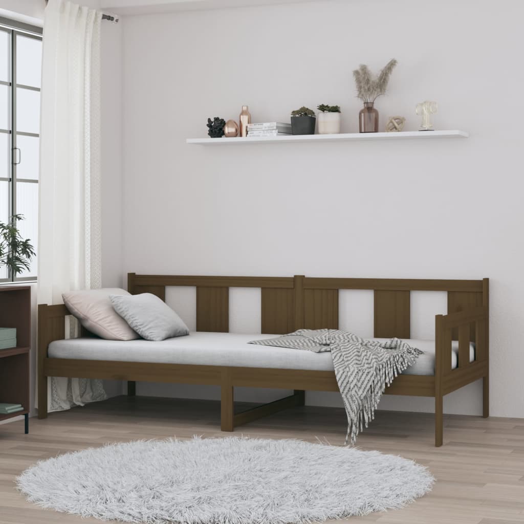 Lit de jour sans matelas marron miel bois pin massif 90x200 cm - XIOS