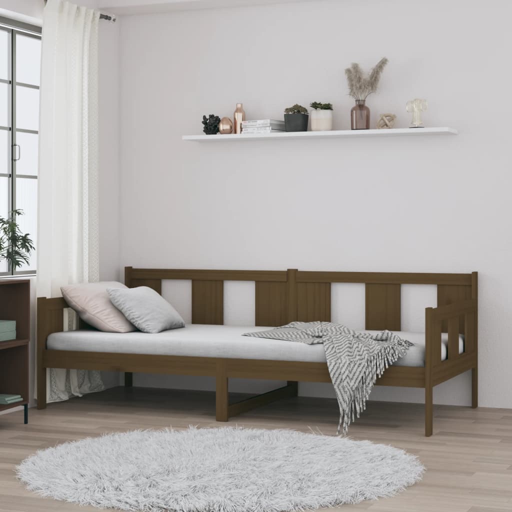 Lit de jour sans matelas marron miel bois pin massif 90x190 cm - XIOS