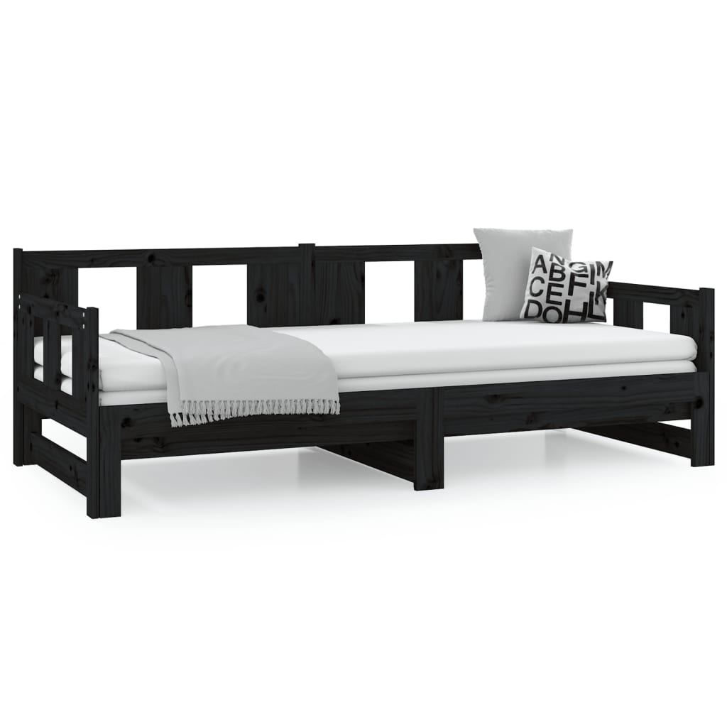 Lit coulissant sans matelas noir 2x(80x200)cm - XIOS