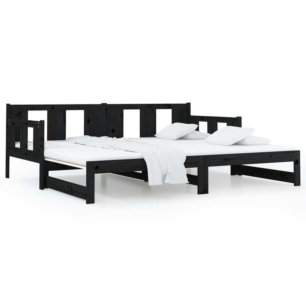 Lit coulissant sans matelas noir 2x(80x200)cm - XIOS