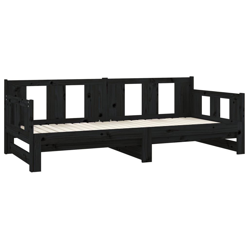 Lit coulissant sans matelas noir 2x(80x200)cm - XIOS