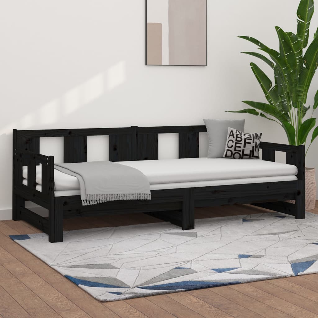 Lit coulissant sans matelas noir 2x(80x200)cm - XIOS