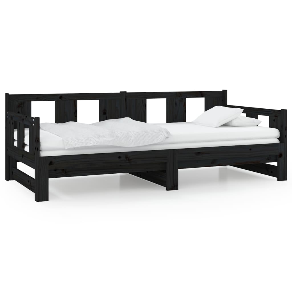 Lit coulissant sans matelas noir bois de pin massif - XIOS