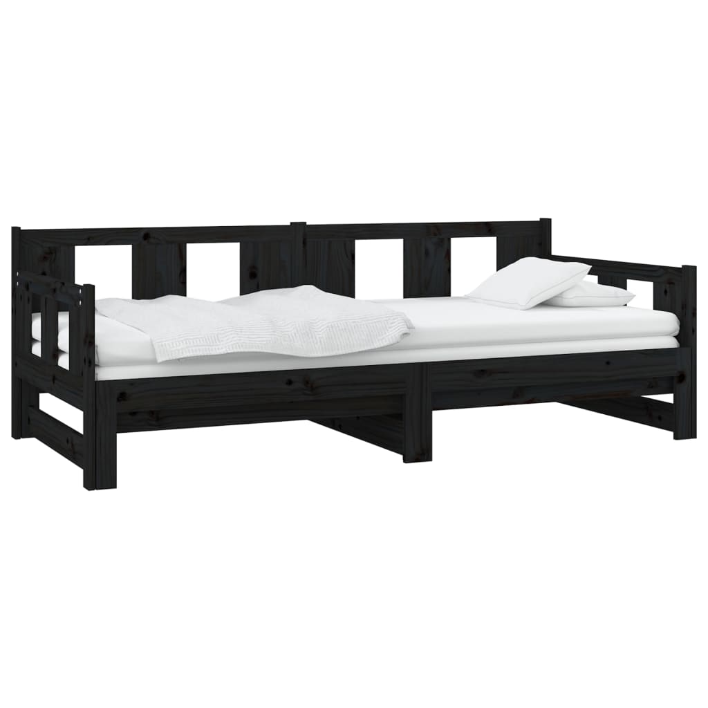 Lit coulissant sans matelas noir bois de pin massif - XIOS