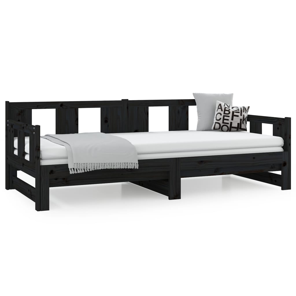 Lit coulissant sans matelas noir bois de pin massif - XIOS