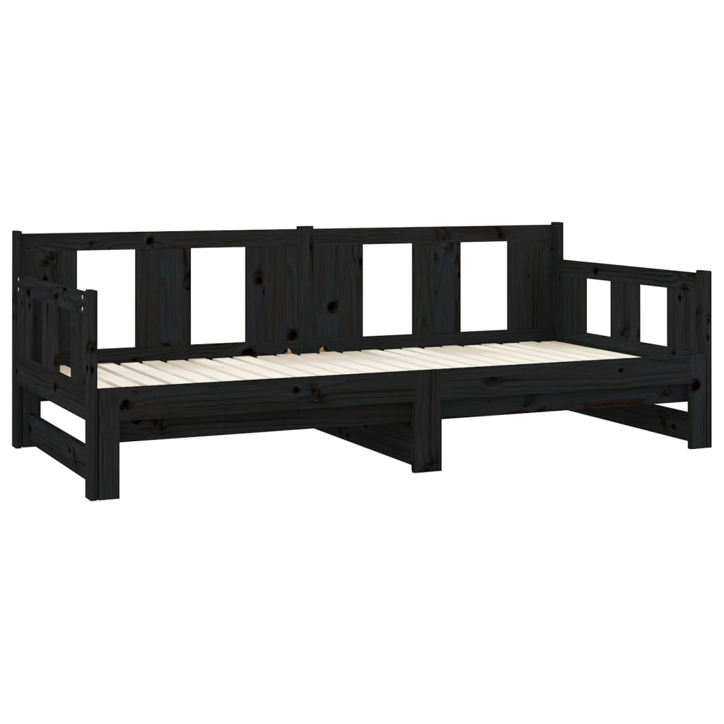 Lit coulissant sans matelas noir bois de pin massif - XIOS