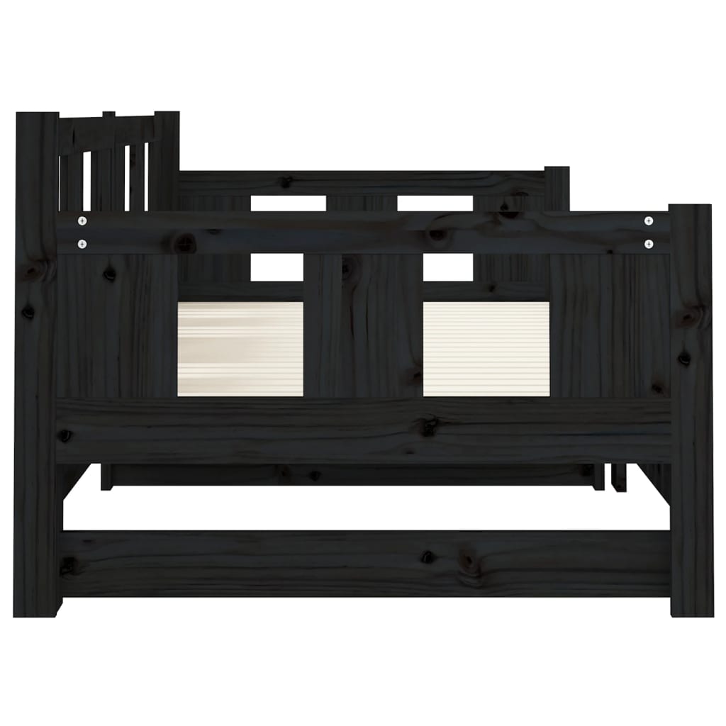 Lit coulissant sans matelas noir bois de pin massif - XIOS