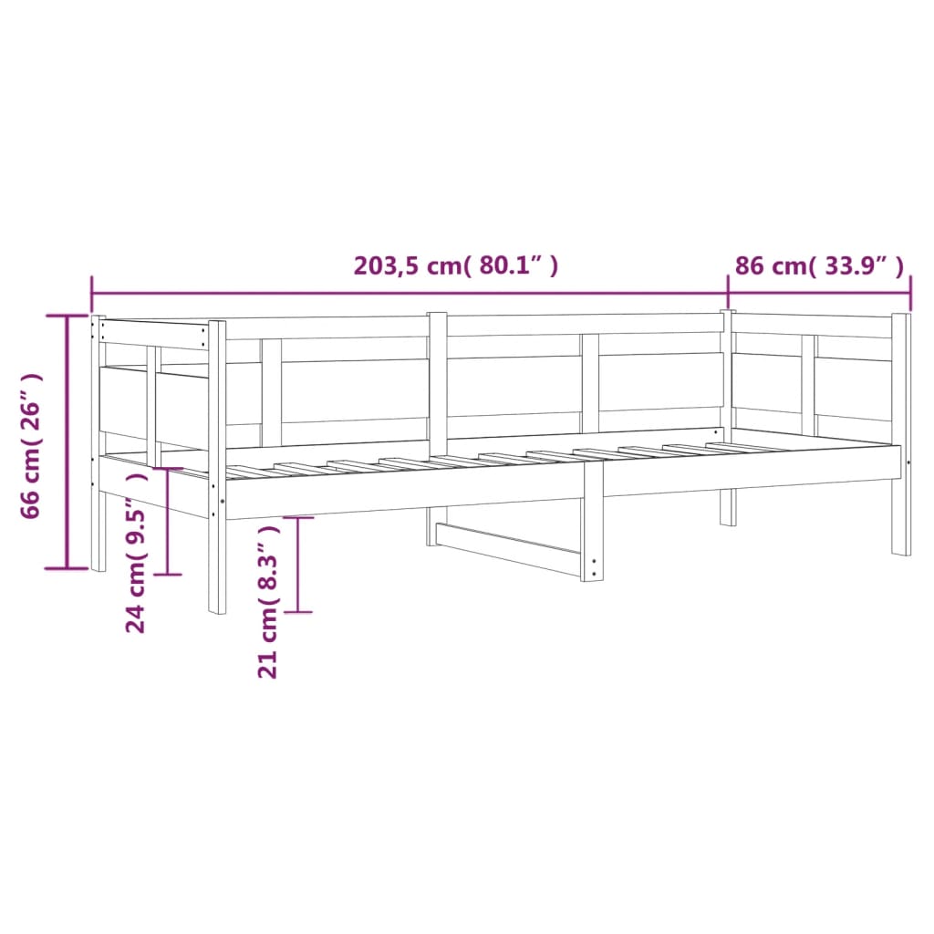 Lit de jour sans matelas marron miel bois pin massif 80x200 cm - XIOS