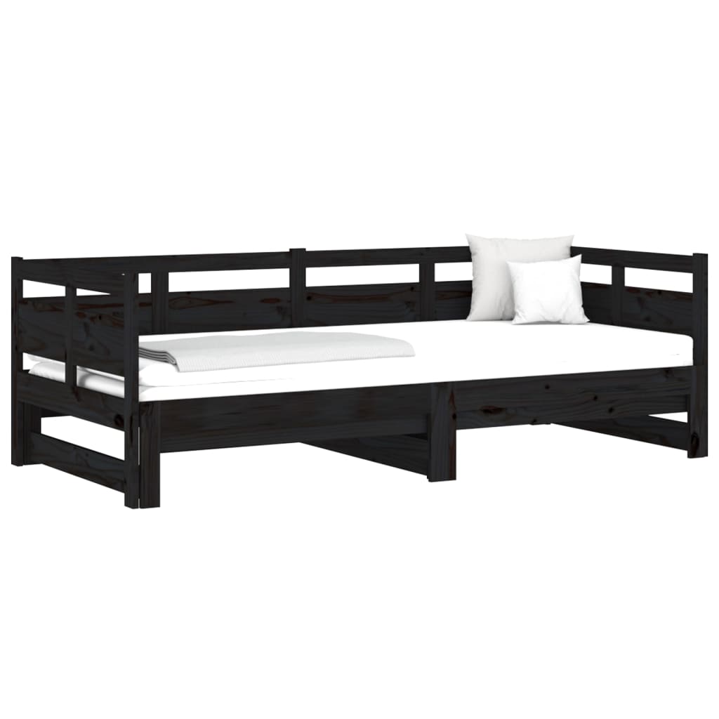Lit coulissant sans matelas noir 2x(80x200)cm - XIOS