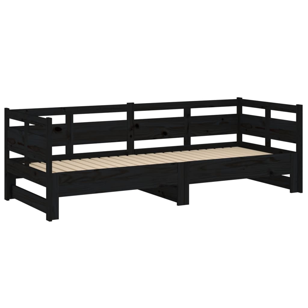 Lit coulissant sans matelas noir 2x(80x200)cm - XIOS