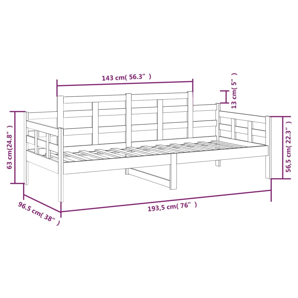 Lit de jour sans matelas blanc bois de pin massif 90x190 cm - XIOS