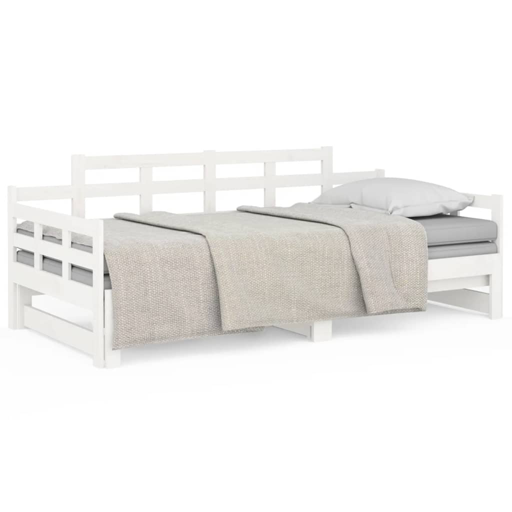 Lit coulissant sans matelas blanc bois de pin solide - XIOS
