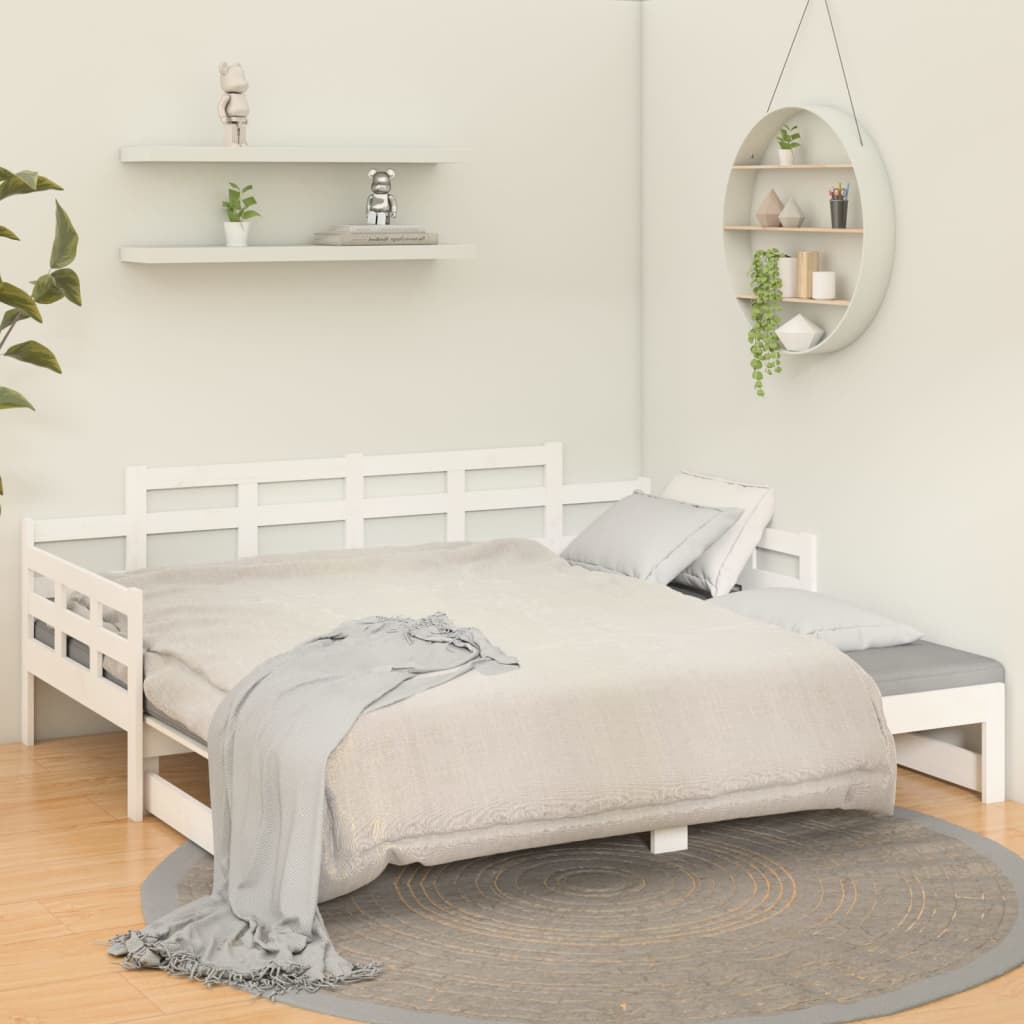 Lit coulissant sans matelas blanc bois de pin solide - XIOS