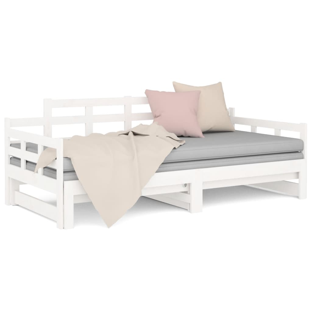 Lit coulissant sans matelas blanc bois de pin solide - XIOS