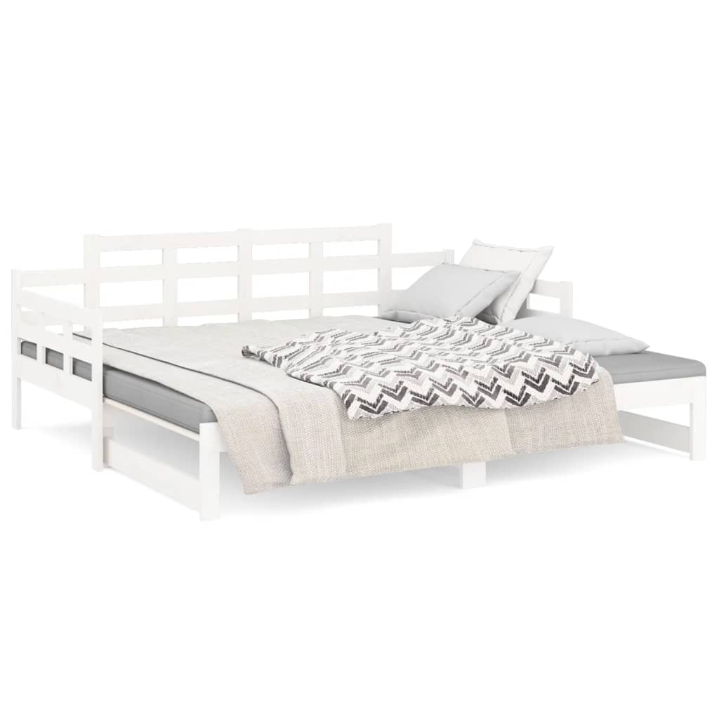 Lit coulissant sans matelas blanc bois de pin solide - XIOS