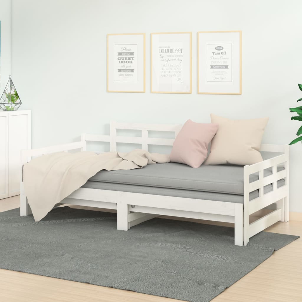 Lit coulissant sans matelas blanc 2x(90x190) cm - XIOS