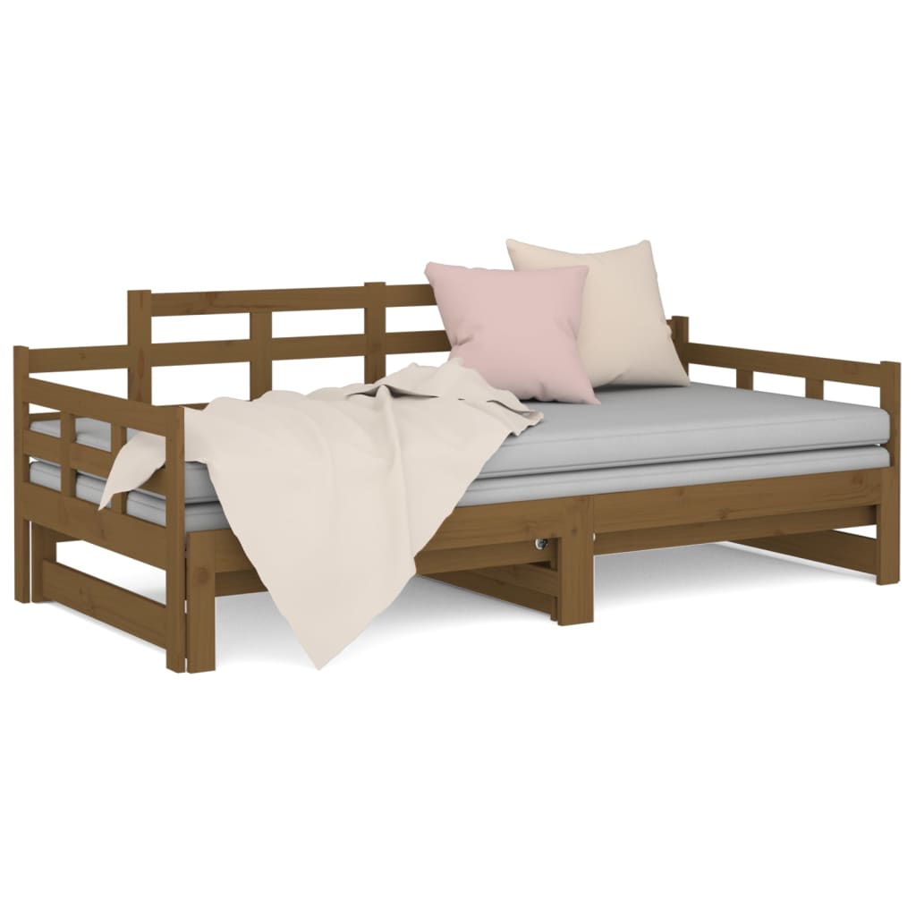 Lit coulissant sans matelas marron miel 2x(90x190) cm - XIOS