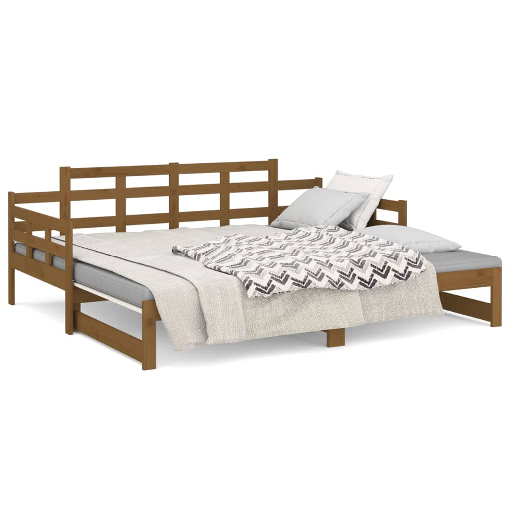 Lit coulissant sans matelas marron miel 2x(90x190) cm - XIOS