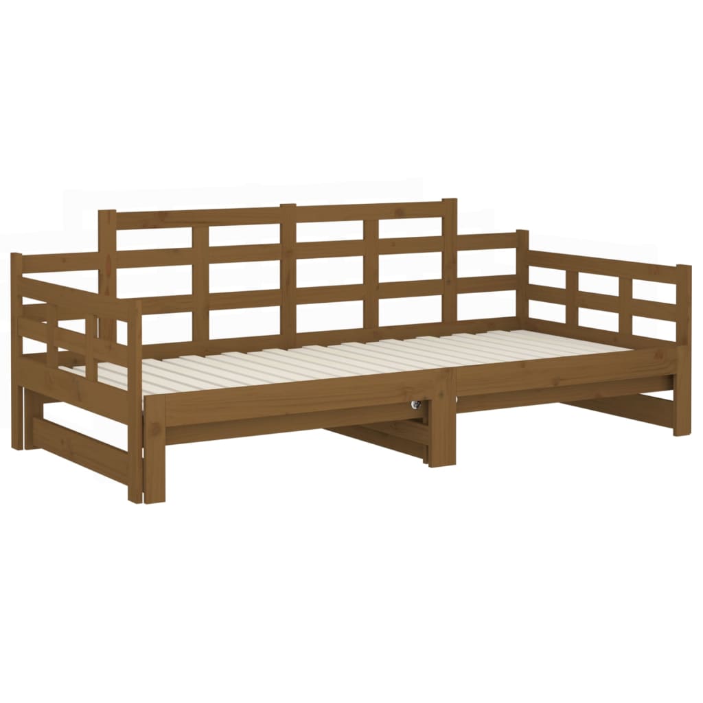 Lit coulissant sans matelas marron miel 2x(90x190) cm - XIOS