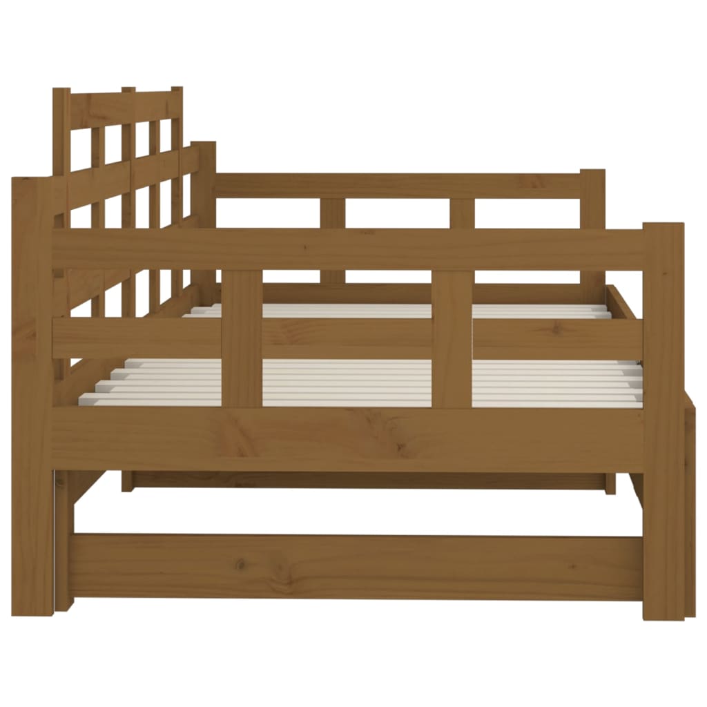 Lit coulissant sans matelas marron miel 2x(90x190) cm - XIOS