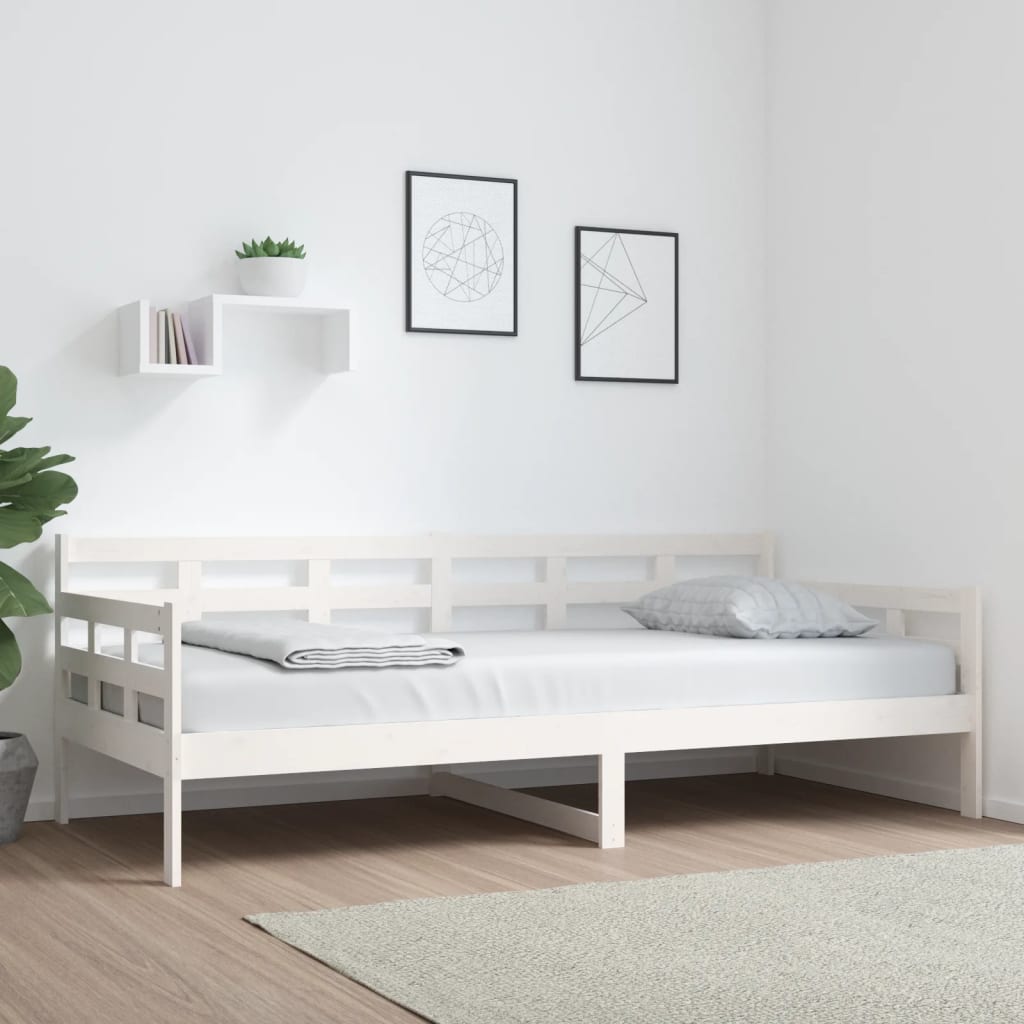 Lit de jour sans matelas blanc bois de pin massif 90x200 cm - XIOS