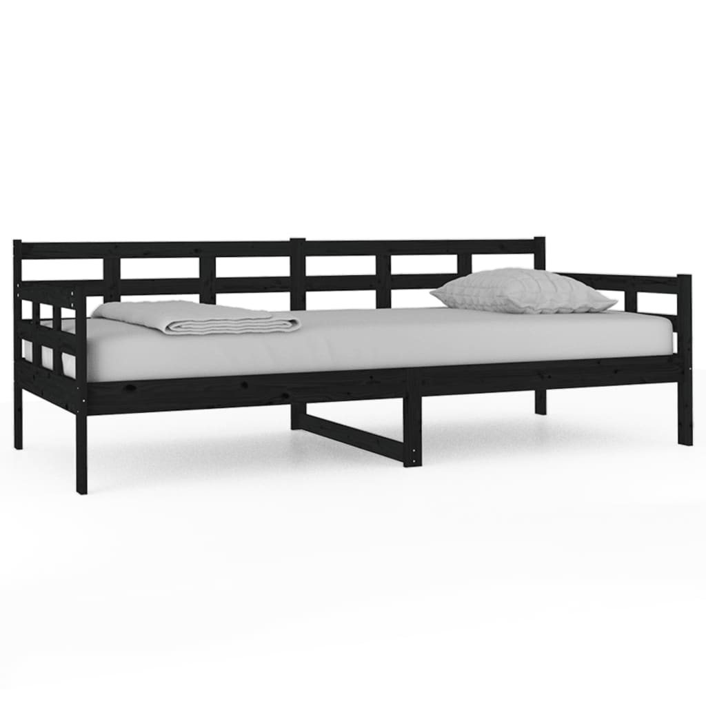 Lit de jour sans matelas noir bois de pin massif 90x200 cm - XIOS