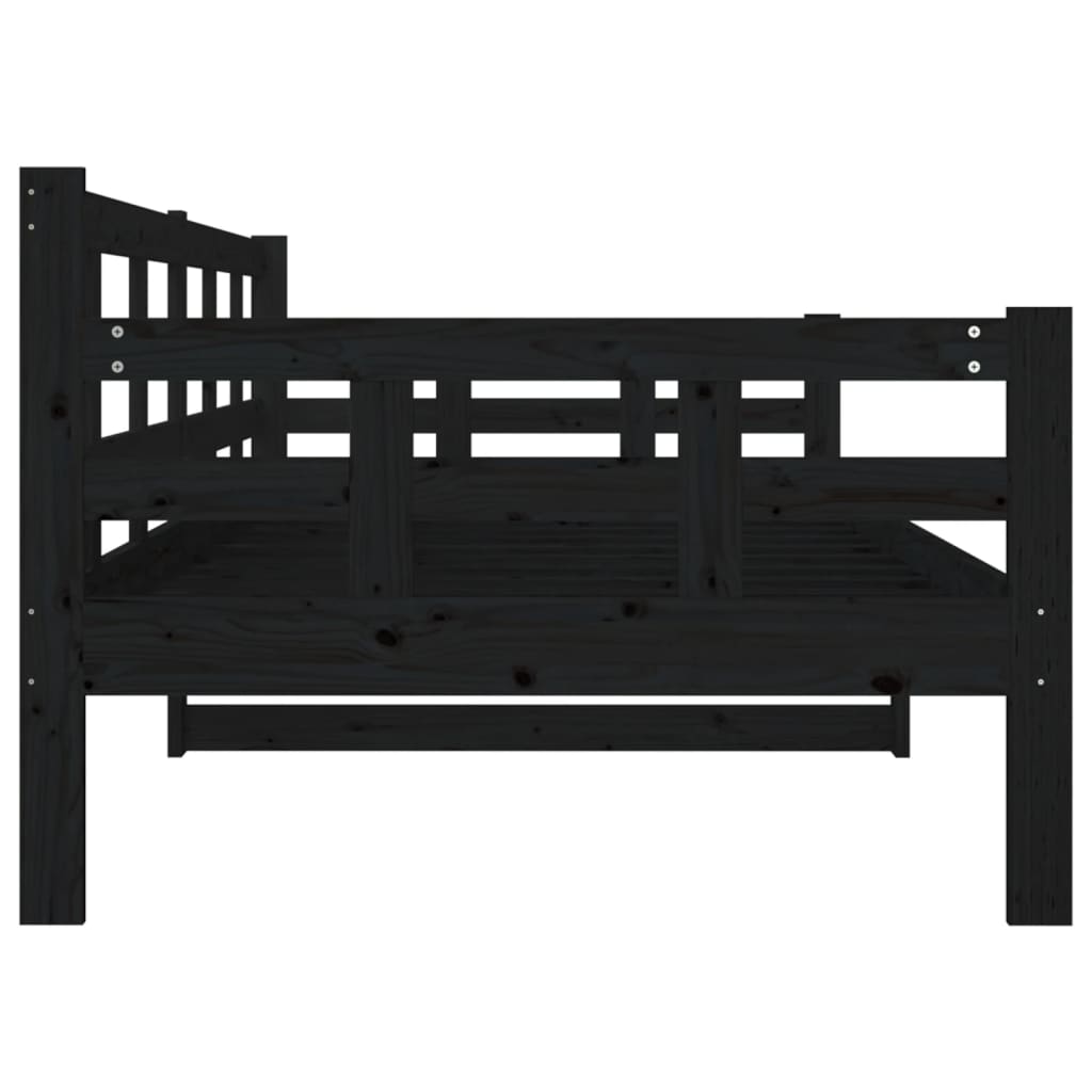 Lit de jour sans matelas noir bois de pin massif 90x200 cm - XIOS