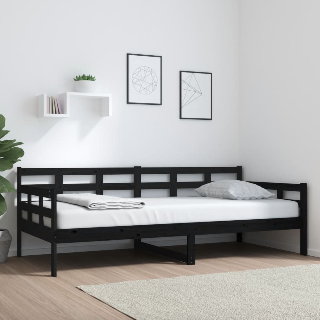 Lit de jour sans matelas noir bois de pin massif 90x200 cm - XIOS