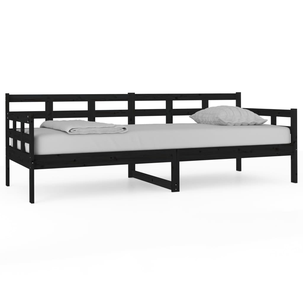 Lit de jour sans matelas noir bois de pin massif 80x200 cm - XIOS