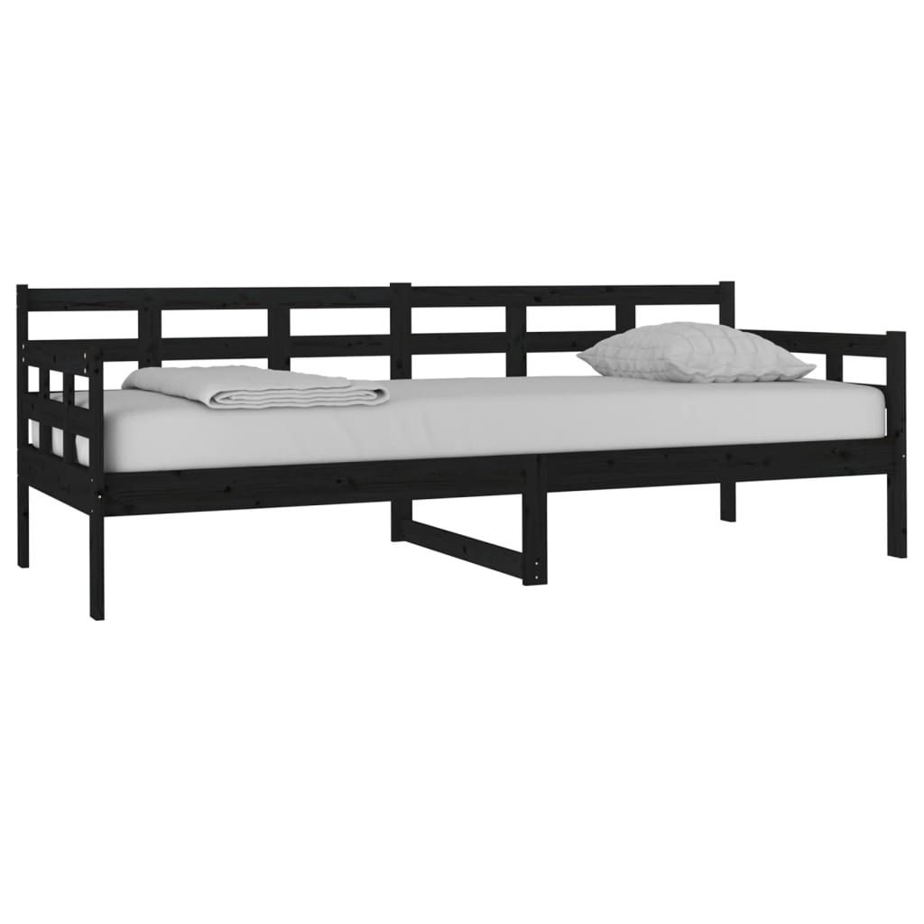 Lit de jour sans matelas noir bois de pin massif 80x200 cm - XIOS