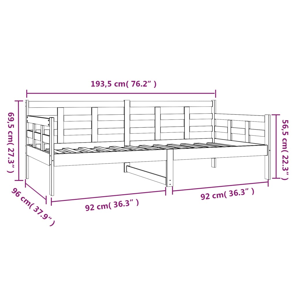 Lit de jour sans matelas bois de pin massif 90x190 cm - XIOS