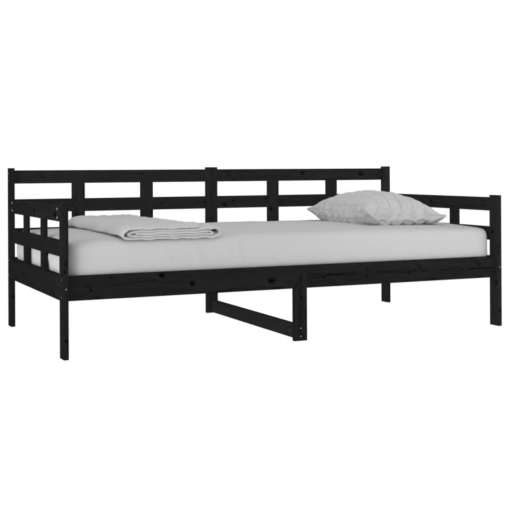 Lit de jour sans matelas noir bois de pin massif 90x190 cm - XIOS