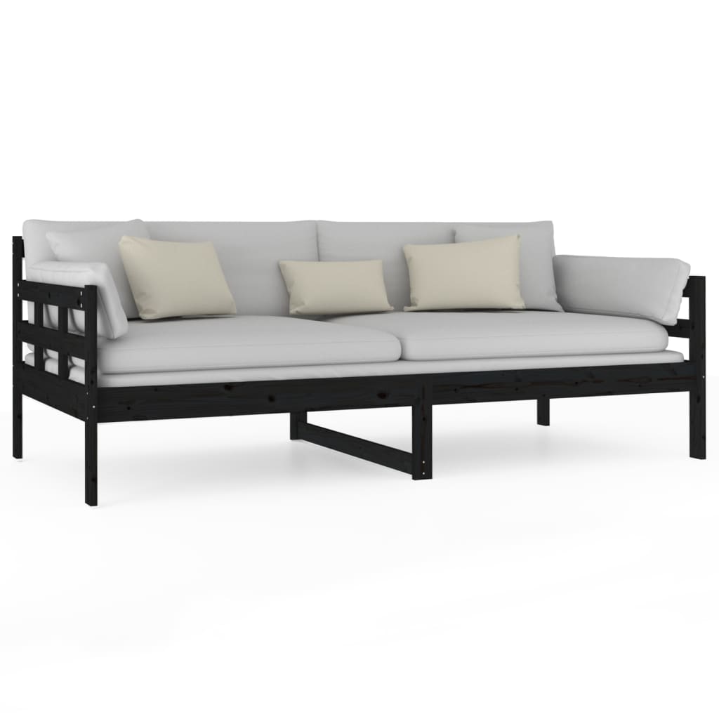 Lit de jour sans matelas noir bois de pin massif 90x190 cm - XIOS