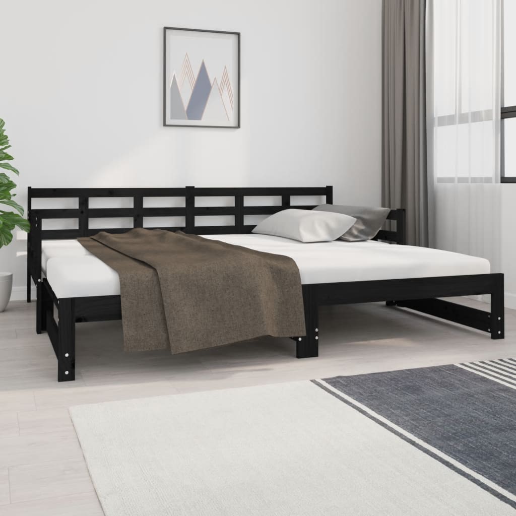 Lit coulissant sans matelas noir 2x(90x200) cm - XIOS
