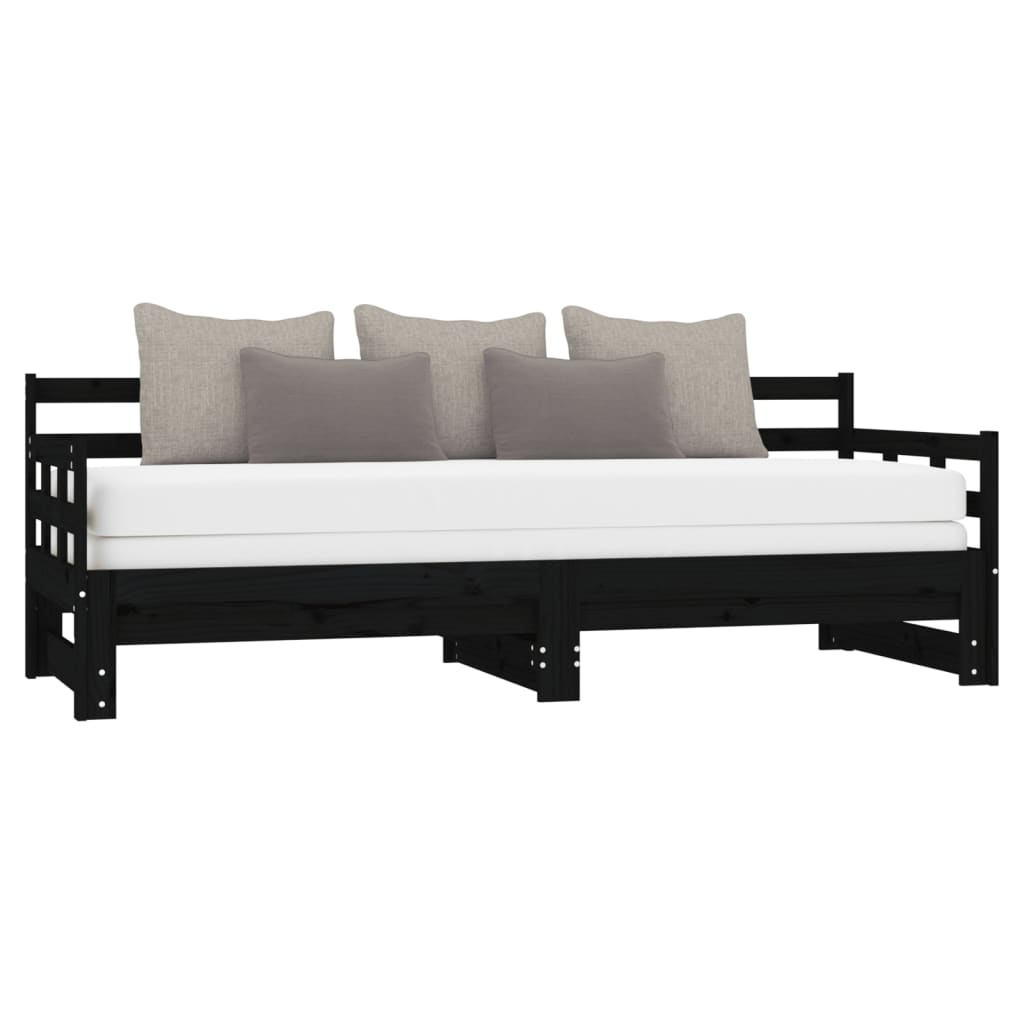Lit coulissant sans matelas noir 2x(90x200) cm - XIOS