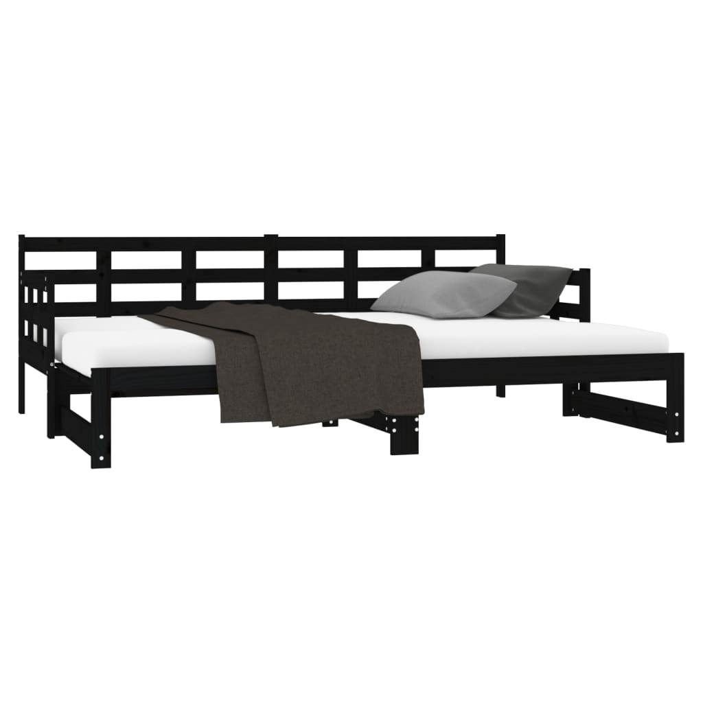 Lit coulissant sans matelas noir 2x(90x200) cm - XIOS